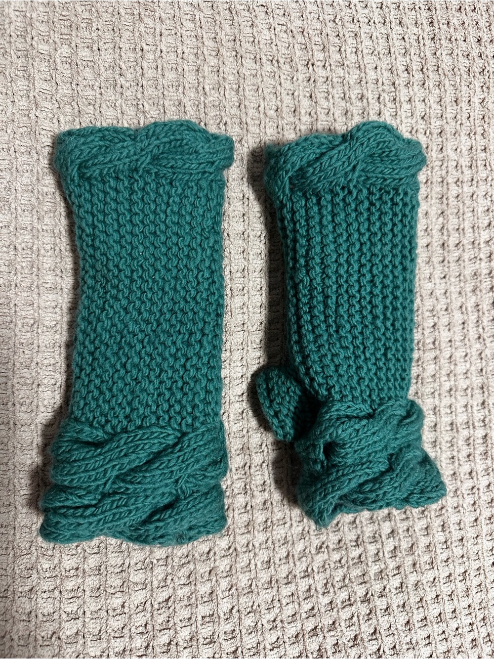 Nirvana Knitted Mittens Floral Crochet Teal Gloves Fingerless Hand Warmer Nepal